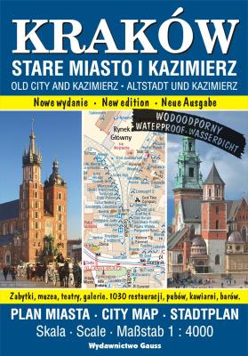 Kraków. Stare Miasto i Kazimierz. Plan miasta foliowany 1:4000 wyd. 2023. Autor: Opracowanie zbiorowe. SmakLiter.pl Okładka książki Kraków. Stare Miasto i Kazimierz. Plan miasta foliowany 1:4000 wyd. 2023