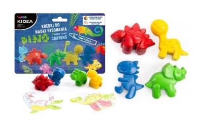 Opakowanie Kredki do nauki rysowania Dinozaury 4 kolory KIDEA