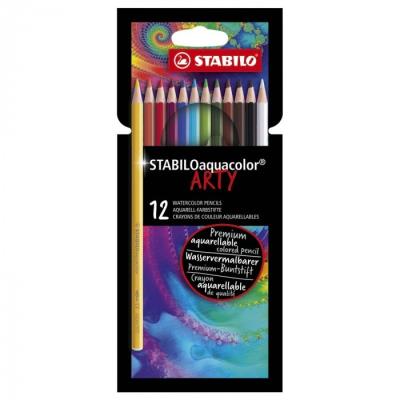 Kredki drewniane STABILO Aquacolor ARTY 12 kolorów. Wydawca: Stabilo. SmakLiter.pl Opakowanie Kredki drewniane STABILO Aquacolor ARTY 12 kolorów