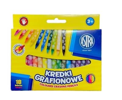 Opakowanie Kredki grafionowe okrągłe Astra 18 kolorów