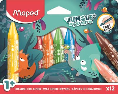 Kredki Jumbo Jungle Fever świecowe 12szt MAPED. Wydawca: Maped. SmakLiter.pl Opakowanie Kredki Jumbo Jungle Fever świecowe 12szt MAPED