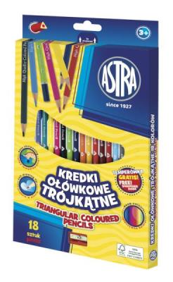 Opakowanie Kredki ołówkowe trójkątne 18 kolorów z temperówką