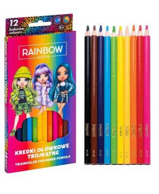 Kredki ołówkowe trójkątne Rainbow High 12kol ASTRA. Wydawca: ASTRA papiernicze. SmakLiter.pl Opakowanie Kredki ołówkowe trójkątne Rainbow High 12kol ASTRA