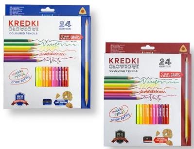 Opakowanie Kredki ołówkowe trójkątne + temperówka 24 kolory