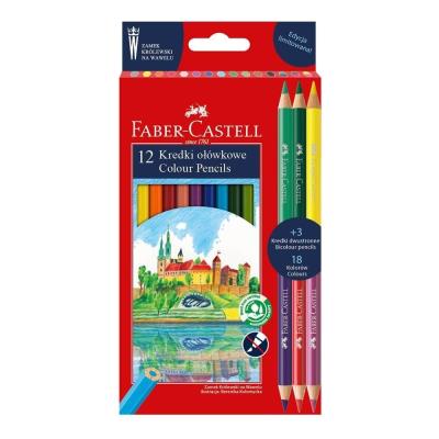 Opakowanie Kredki ołówkowe Wawel 12 kol + 3 FABER CASTELL