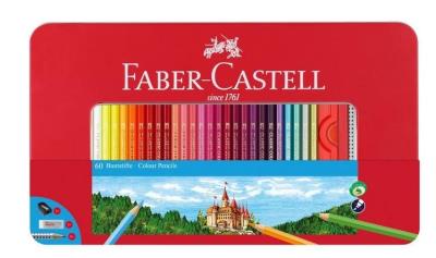 Opakowanie Kredki ołówkowe Zamek 60szt + akcesoria metal opak