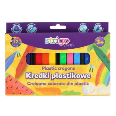 Opakowanie Kredki plastikowe trójkątne 12 kolorów STRIGO