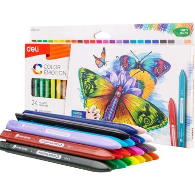 Opakowanie Kredki plastikowe trójkątne 24 kolorów DELI