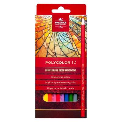 Kredki Polycolor 12 kolorów. Wydawca: Koh-I-Noor. SmakLiter.pl Opakowanie Kredki Polycolor 12 kolorów