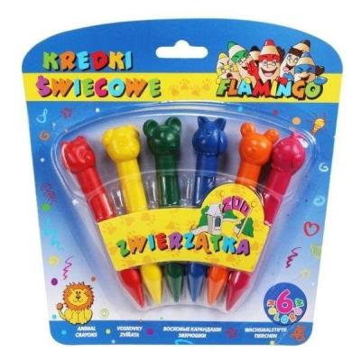 Opakowanie Kredki świecowe 6 kolorów Zwierzątka