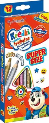 Opakowanie Kredki szkolne trójkątne SUPER SIZE 12 kolorów + temperówka