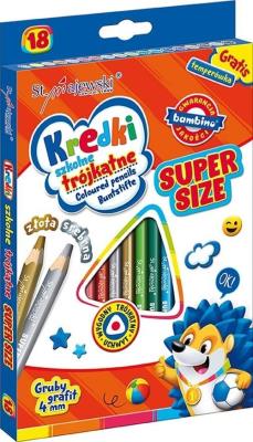 Opakowanie Kredki szkolne trójkątne SUPER SIZE 18 kolorów + temperówka