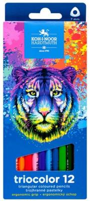 Kredki Triocolor Tygrys 12 kolorów. Wydawca: Koh-I-Noor. SmakLiter.pl Opakowanie Kredki Triocolor Tygrys 12 kolorów