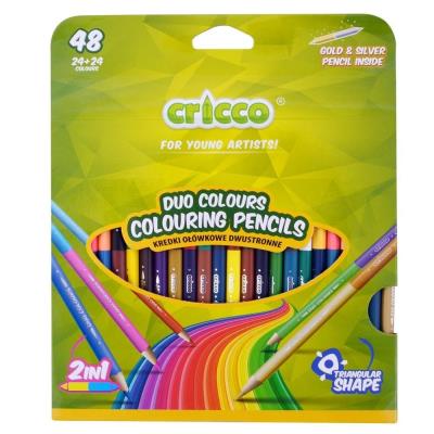 Kredki trójkątne dwustronne 48 kolorów CRICCO. Wydawca: Cricco. SmakLiter.pl Opakowanie Kredki trójkątne dwustronne 48 kolorów CRICCO