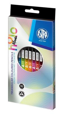 Kredki trójkątne z drewna czarnego10kol ASTRA. Wydawca: ASTRA papiernicze. SmakLiter.pl Opakowanie Kredki trójkątne z drewna czarnego10kol ASTRA