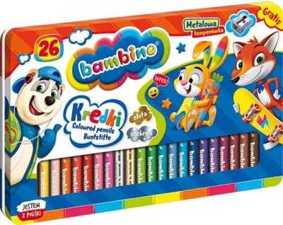 Opakowanie Kredki w oprawie drewnianej 26 kolorów BAMBINO