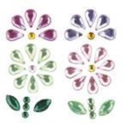 Opakowanie Kryształki samoprzylepne kwiaty 13x21mm mix 8szt
