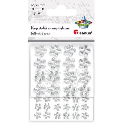 Opakowanie Kryształki samoprzylepne kwiaty 52szt srebrne