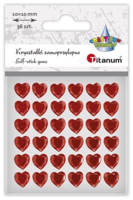 Opakowanie Kryształki samoprzylepne Serca czerwone 36szt