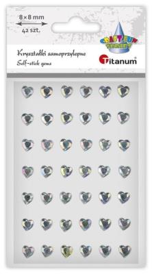 Opakowanie Kryształki samoprzylepne Serca srebrne 42szt