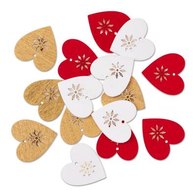 Opakowanie Kryształy samoprzylepne z drewna serca-białe-złote-czerwone 16szt.