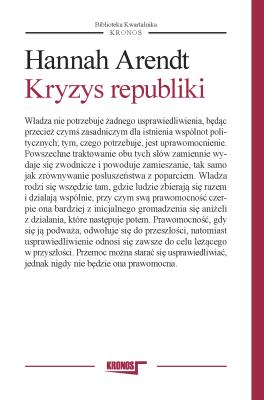 Kryzys republiki. Autor: Hannah Arendt. SmakLiter.pl Okładka książki Kryzys republiki