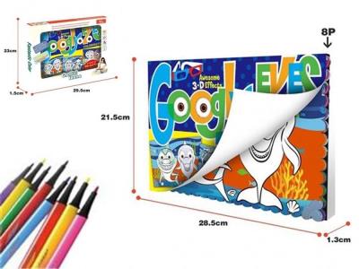 Opakowanie Książeczka do kolorowania 3D + mazaki 8szt