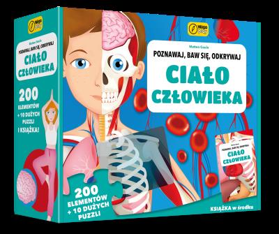 Książka i puzzle Poznawaj, baw się, odkrywaj Ciało człowieka 200 elementów. Wydawca: Wilga Play. SmakLiter.pl Opakowanie Książka i puzzle Poznawaj, baw się, odkrywaj Ciało człowieka 200 elementów
