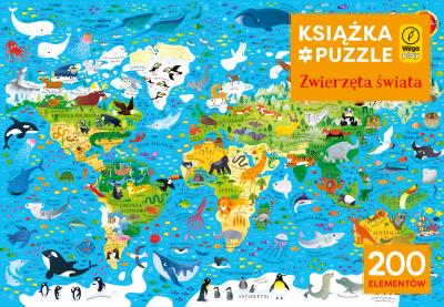 Książka i puzzle. Zwierzęta świata 200el. Autor: Sam Smith, Kirsteen Robson. SmakLiter.pl Okładka książki Książka i puzzle. Zwierzęta świata 200el