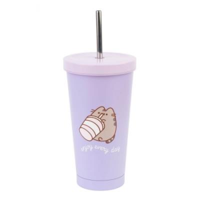 Opakowanie Kubek 500ml Pusheen metalowy z rurką VM03