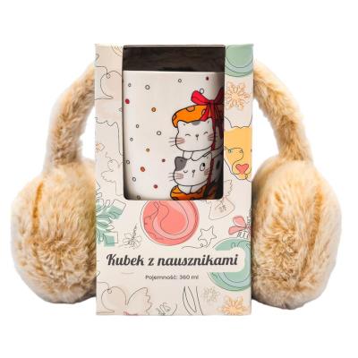 Opakowanie Kubek ceramiczny z nausznikami. Kotki