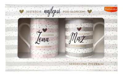 Opakowanie Kubek komplet Q Ślub Najlepsza Żona/Mąż, paski