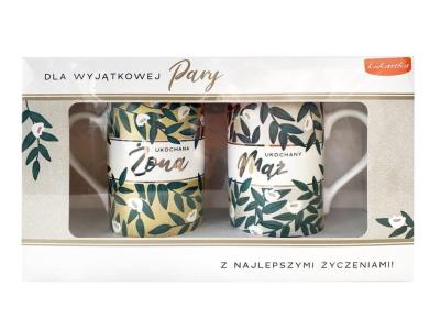 Opakowanie Kubek komplet Q Ślub Ukochana Żona/Mąż, listki