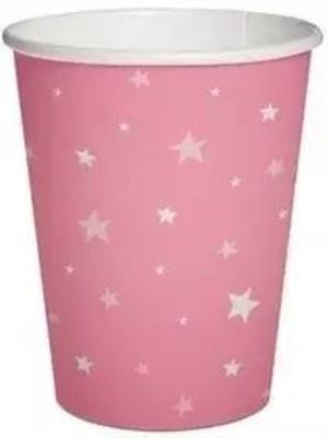 Opakowanie Kubki papierowe eko Różowe w gwiazdki 250ml 10szt