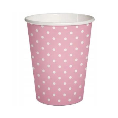 Opakowanie Kubki papierowe eko Różowe w kropki 250ml 10szt