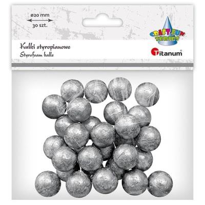 Opakowanie Kulki styropianowe 20mm 30szt srebrne
