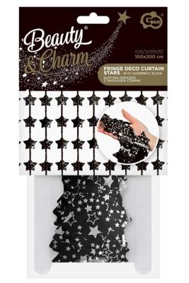 Opakowanie Kurtyna B&C gwiazdki czarne nadruk 100x200cm