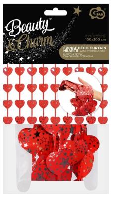 Opakowanie Kurtyna B&C serca czerwone nadruk 100x200cm