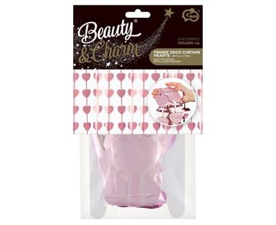 Kurtyna B&C serca metaliczna różowa 100x200cm. Wydawca: GODAN. SmakLiter.pl Opakowanie Kurtyna B&C serca metaliczna różowa 100x200cm