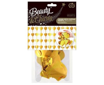 Kurtyna B&C serca metaliczna złota 100x200cm. Wydawca: GODAN. SmakLiter.pl Opakowanie Kurtyna B&C serca metaliczna złota 100x200cm