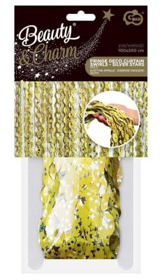 Kurtyna B&C złota spirale srebrne gwiazdki 100x200. Wydawca: GODAN. SmakLiter.pl Opakowanie Kurtyna B&C złota spirale srebrne gwiazdki 100x200