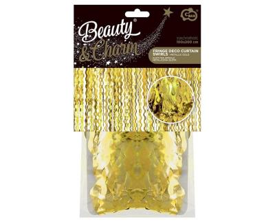 Kurtyna Spirale metaliczna złota 100x200cm. Wydawca: GODAN. SmakLiter.pl Opakowanie Kurtyna Spirale metaliczna złota 100x200cm