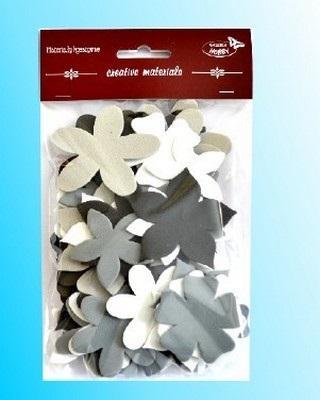 Opakowanie Kwiatki czarno-szaro-białe 60szt
