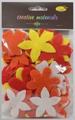 Opakowanie Kwiatki z filcu tonacja ciepła 60szt