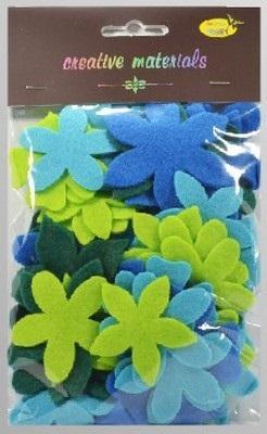 Opakowanie Kwiatki z filcu tonacja zimna 60szt