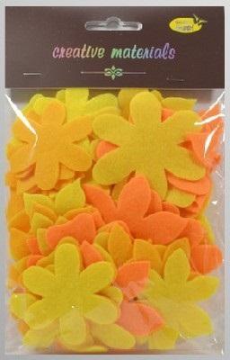 Opakowanie Kwiatki z filcu tonacja żółto-pomarańczowa 60szt