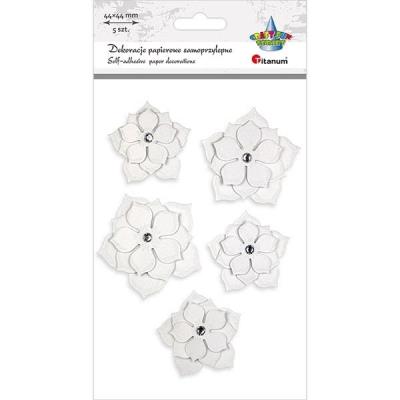 Opakowanie Kwiaty papierowe samoprzylepne 3D białe 5szt