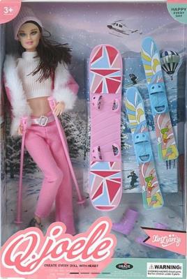 Opakowanie Lalka 29cm z deską snowboardową i nartami