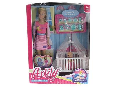 Lalka 29cm z łóżeczkiem i mini lalką. Wydawca: ADAR. SmakLiter.pl Opakowanie Lalka 29cm z łóżeczkiem i mini lalką