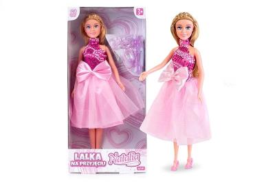 Lalka Natalia na przyjęciu w różowej sukience 29cm. Wydawca: Artyk. SmakLiter.pl Opakowanie Lalka Natalia na przyjęciu w różowej sukience 29cm